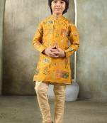 mustard yellow boys kurta ethnic wear  momento fashions