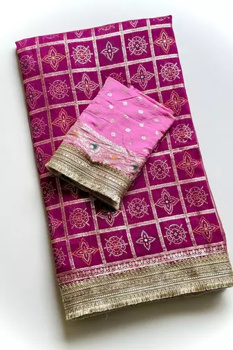 Dark Pink Color Zari Weaving Work Silk Blend Saree
