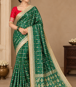 Green Color Zari Weaving Work Silk Blend Saree