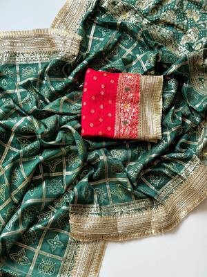 Green Color Zari Weaving Work Silk Blend Saree 2
