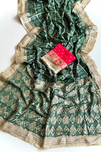 Green Color Zari Weaving Work Silk Blend Saree