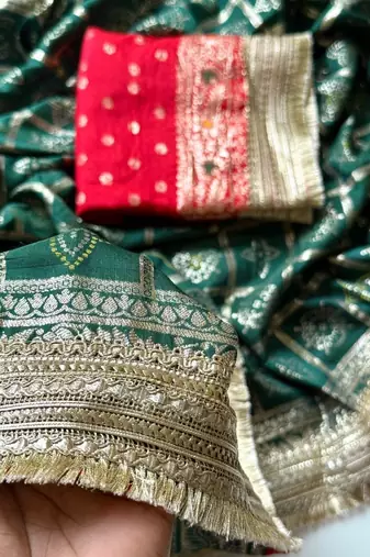 Green Color Zari Weaving Work Silk Blend Saree