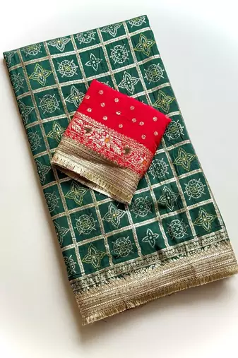 Green Color Zari Weaving Work Silk Blend Saree