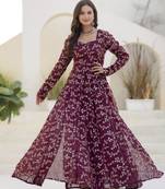 Ftdiva women burgundy color long front cut long kurta with pant