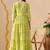 Ftdiva women's  embroidered anarkali green printed kurti in rayon