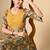 Ftdiva women's  embroidered anarkali yellow printed kurti in rayon