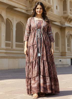 Ftdiva women's embroidemulticolor anarkali multicolor printed kurti in rayon 1