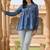 Ftdiva women's blue printed kruti in rayon