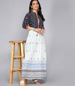 Ftdiva women's rayon anarkali kurti with jacket in white & blue ( jacketed kurti, anarkali kurti, party wear kurti)