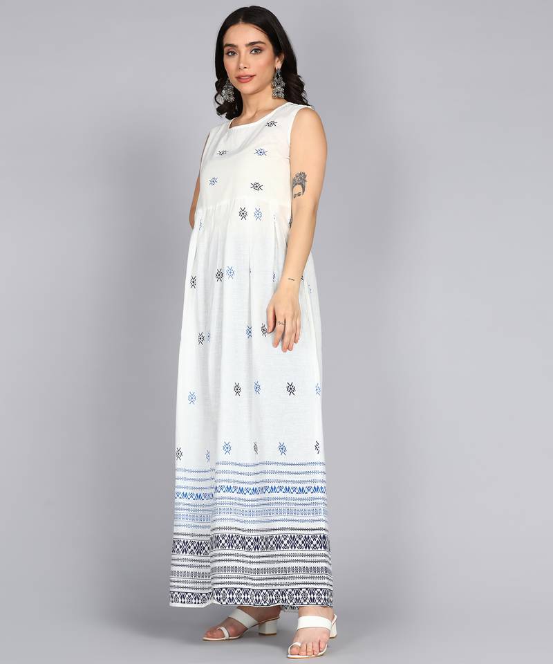 Ftdiva women's rayon anarkali kurti with jacket in white & blue ( jacketed kurti, anarkali kurti, party wear kurti)