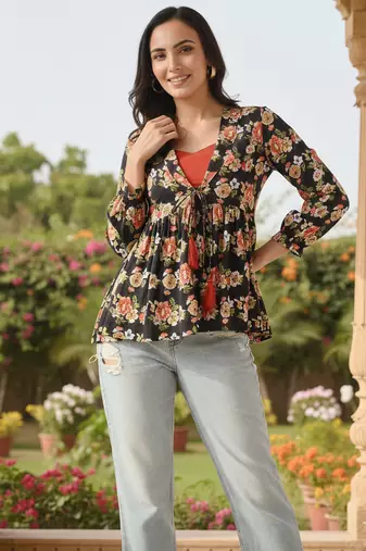 Ftdiva women's multicolor printed kruti in rayon