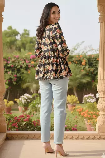 Ftdiva women's multicolor printed kruti in rayon