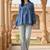 Ftdiva women's blue printed kruti in rayon