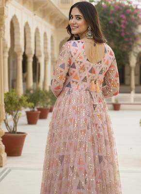 Ftdiva women's embroidepink anarkali pink printed kurti in rayon 3