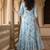 Ftdiva women's  embroidered anarkali blue printed kurti in rayon