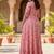 Ftdiva women's  embroidered anarkali pink printed kurti in rayon
