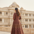Ftdiva women's embroidered anarkali brown printed kurti in rayon