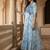 Ftdiva women's  embroidered anarkali blue printed kurti in rayon