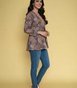 Ftdiva women stylish paisley printed straight kurta in multicolor