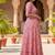 Ftdiva women's  embroidered anarkali pink printed kurti in rayon