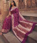 purple silk blend saree with blouse