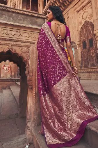 purple silk blend saree with blouse