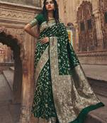 d green silk blend saree with blouse