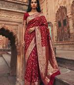 red silk blend saree with blouse