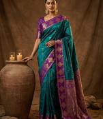 Violet silk blend saree with blouse