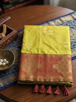 Olive silk blend saree with blouse 3
