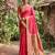Peach silk blend saree with blouse