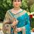 Sky blue silk blend saree with blouse