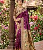 Purple silk blend saree with blouse