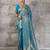 blue kanchipuram silk blend saree with blouse