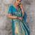 blue kanchipuram silk blend saree with blouse