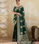 Green silk blend saree with blouse