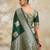 Green silk blend saree with blouse