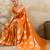 Orange silk blend saree with blouse