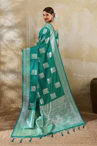 Sky blue silk blend saree with blouse
