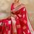 Red silk blend saree with blouse