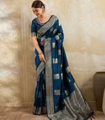 Navy silk blend saree with blouse