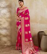 Pink silk blend saree with blouse