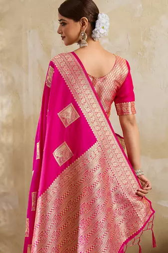 Pink silk blend saree with blouse