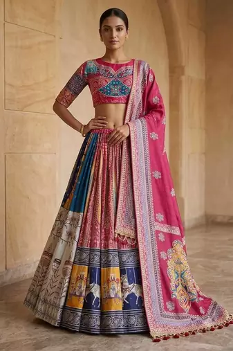Dark Pink Navratri Lehenga Choli With Dupatta