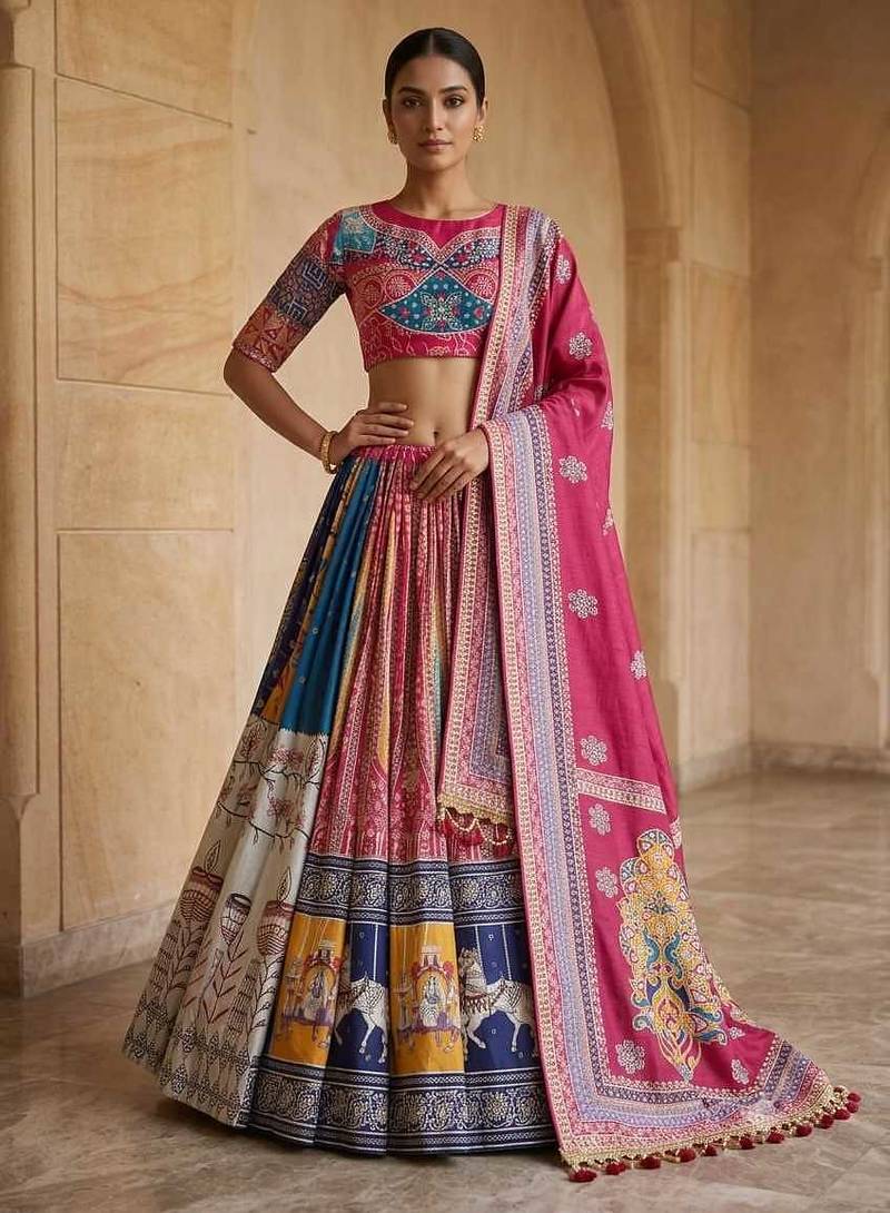 Dark Pink Navratri Lehenga Choli With Dupatta