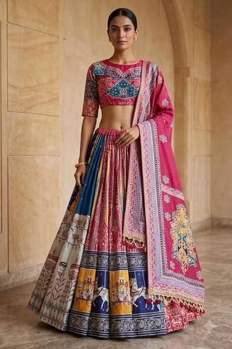 Dark Pink Navratri Lehenga Choli With Dupatta