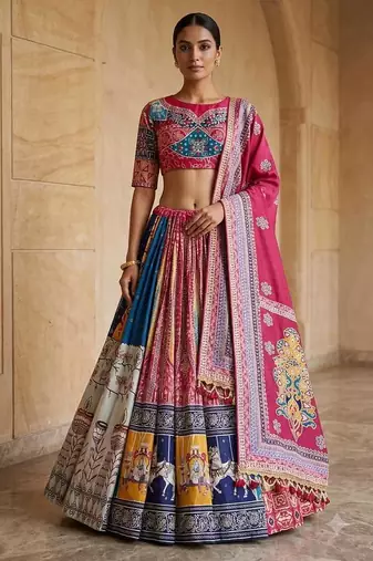 Dark Pink Navratri Lehenga Choli With Dupatta