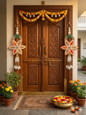 handmade multicolour traditional hanging for decorative hanging toran for home decor (pack of 2) 2