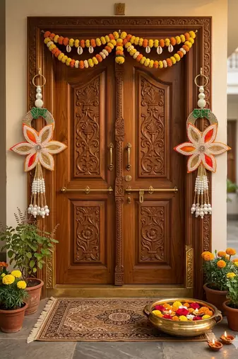 handmade multicolour traditional hanging for decorative hanging toran for home decor (pack of 2)