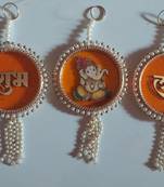  handmade multicolour hanging ganesh ji shubh-labh for toran for home decor (set of 1)